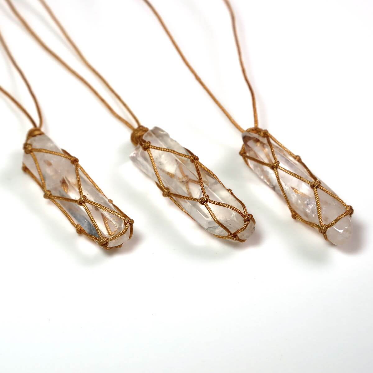 Handcrafted bergkristall pendant with adjustable macrame cord, unique design, genuine gemstone, artisan crafted for style and comfort.