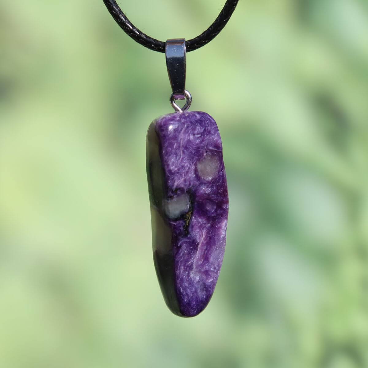 Charoit Anhänger mit Silberschlaufe, 36mm, tiefviolett, online kaufen bei Steinweltn, Graz, Wiener Neustadt