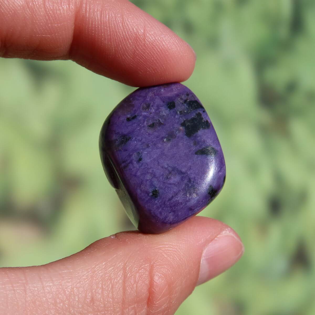 Charoit Handschmeichler, 25mm UNIKAT, violett, kaufen Online bei Steinweltn Graz und Wiener Neustadt, ideal für Ketten und Anhänger.