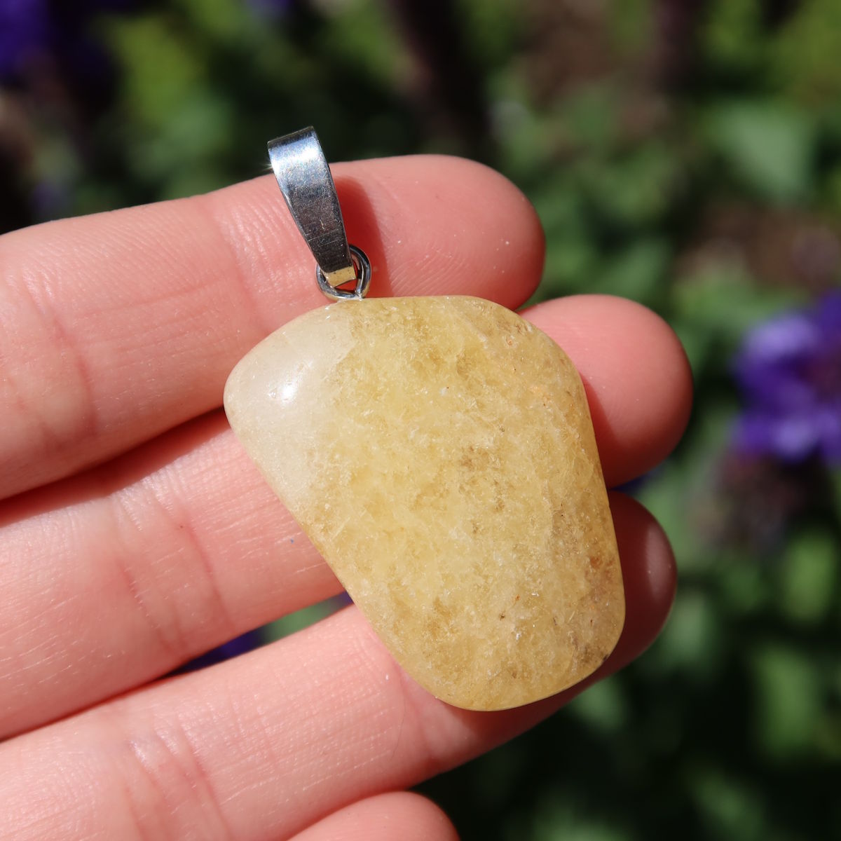 Yellow Danburite pendant, unique design with sunny tone, high quality gemstone, fresh energy accessory, Unikat No. 5.
