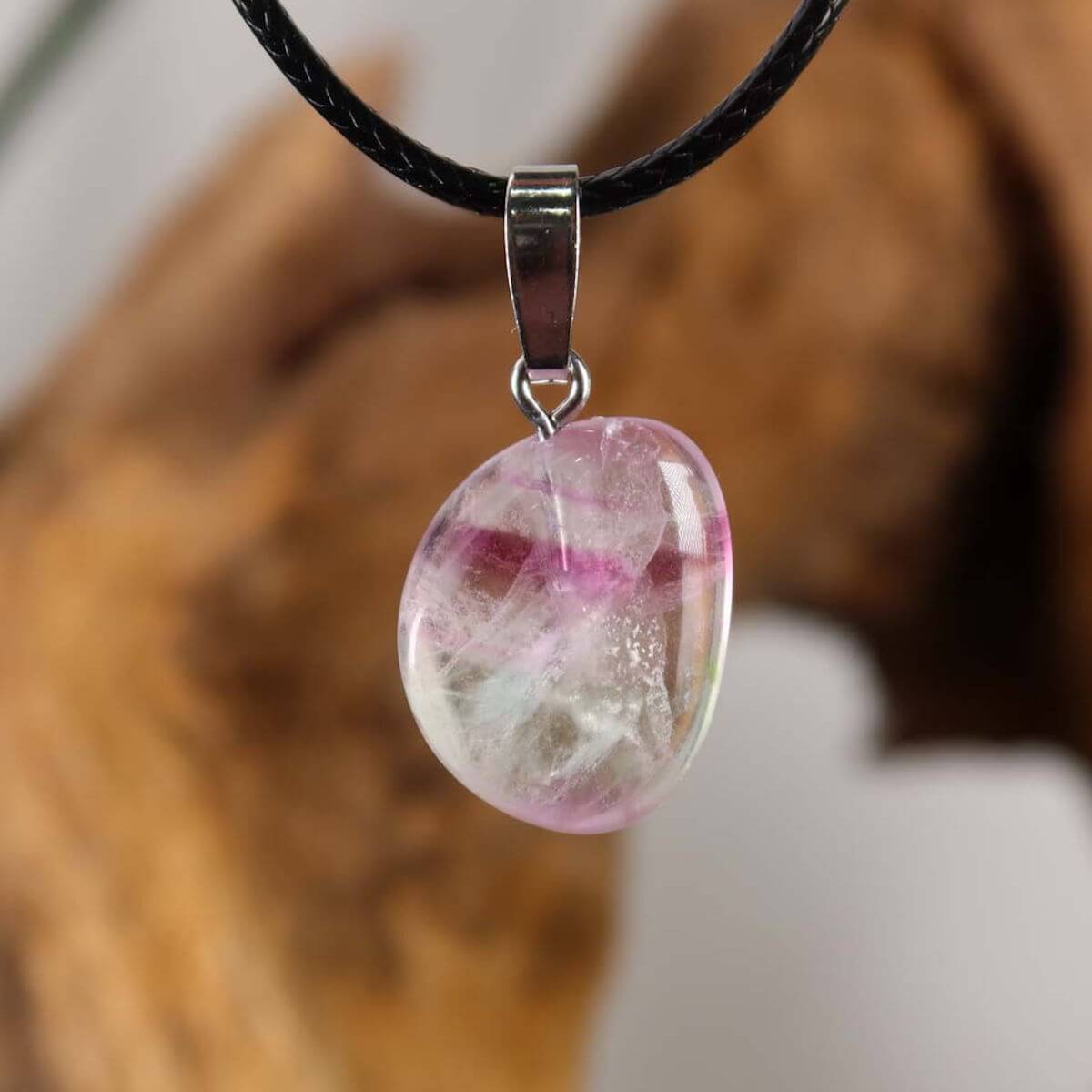 Fluorit Anhänger 1A Qualität mit Silberöse, einzigartige Farbvielfalt von Grün bis Violett, Unikat Nr. 7