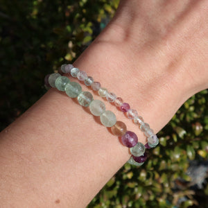 Fluorit facettiert Edelstein Armband - 1 Stück - in Varianten 4-6 oder 8mm