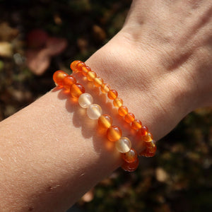 Bracciale in pietra preziosa corniola per polsi sottili in varianti 4-6 o 8mm