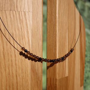 Rauchquarz mit Spinell Edelsteinkette 40cm für Entspannung und Konzentration, handgefertigt mit Liebe zum Detail, Nr. 7