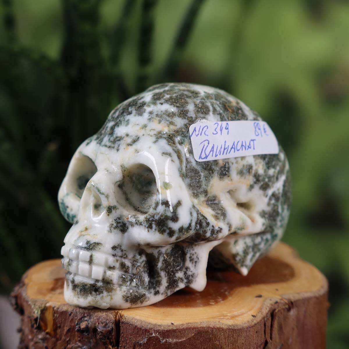 Handgefertigter Baumachat Kristall Schädel Sammlerstück, 6x5 cm, steinwelten online kaufen