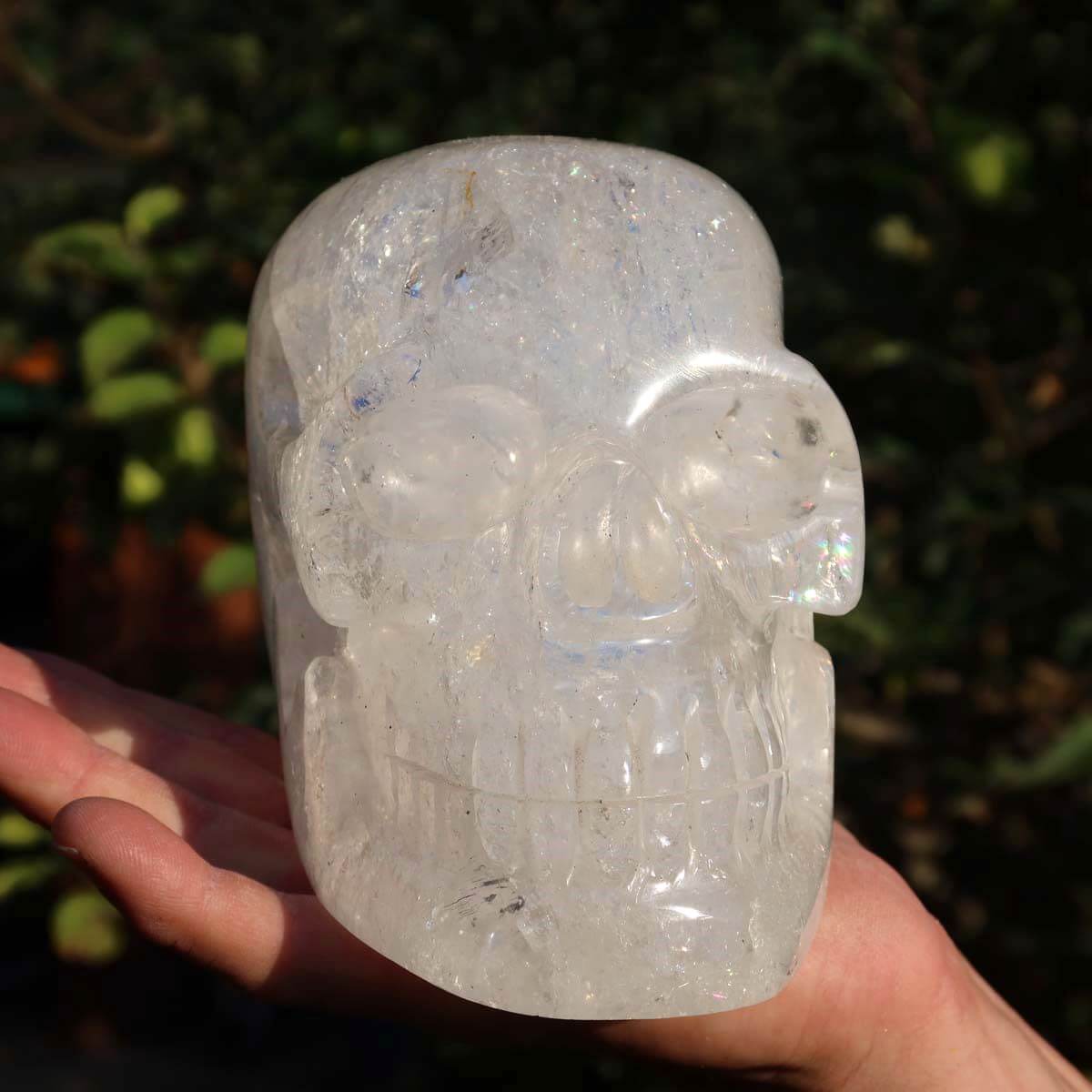 Handcrafted XL crystal skull made from Bergkristall, unique collector's piece by Graz Mineralien und Edelsteine.