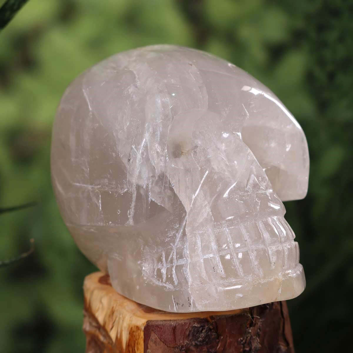 Echter großer Bergkristall Schädel, handgefertigt, 13x10 cm, außergewöhnlicher Sammlerstück, Wiener Neustadt Mineralien.