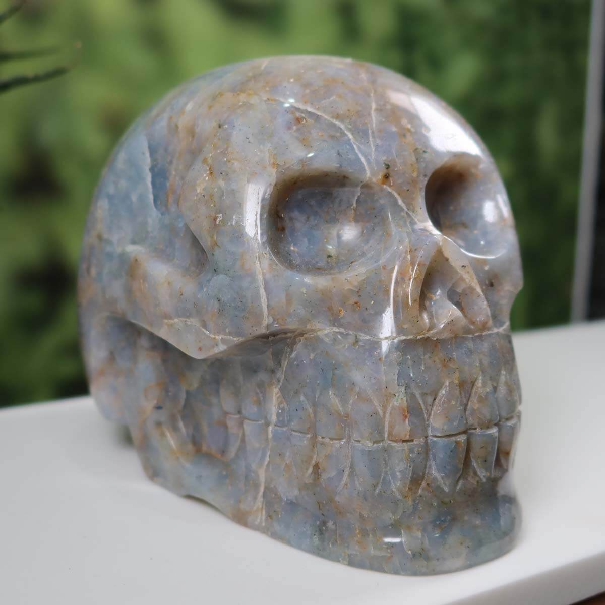 Echter XL Kristall Schädel aus Calcit blau, handgefertigt, perfekte für Sammler, edel & einzigartig - Mineralien und Edelsteine kaufen