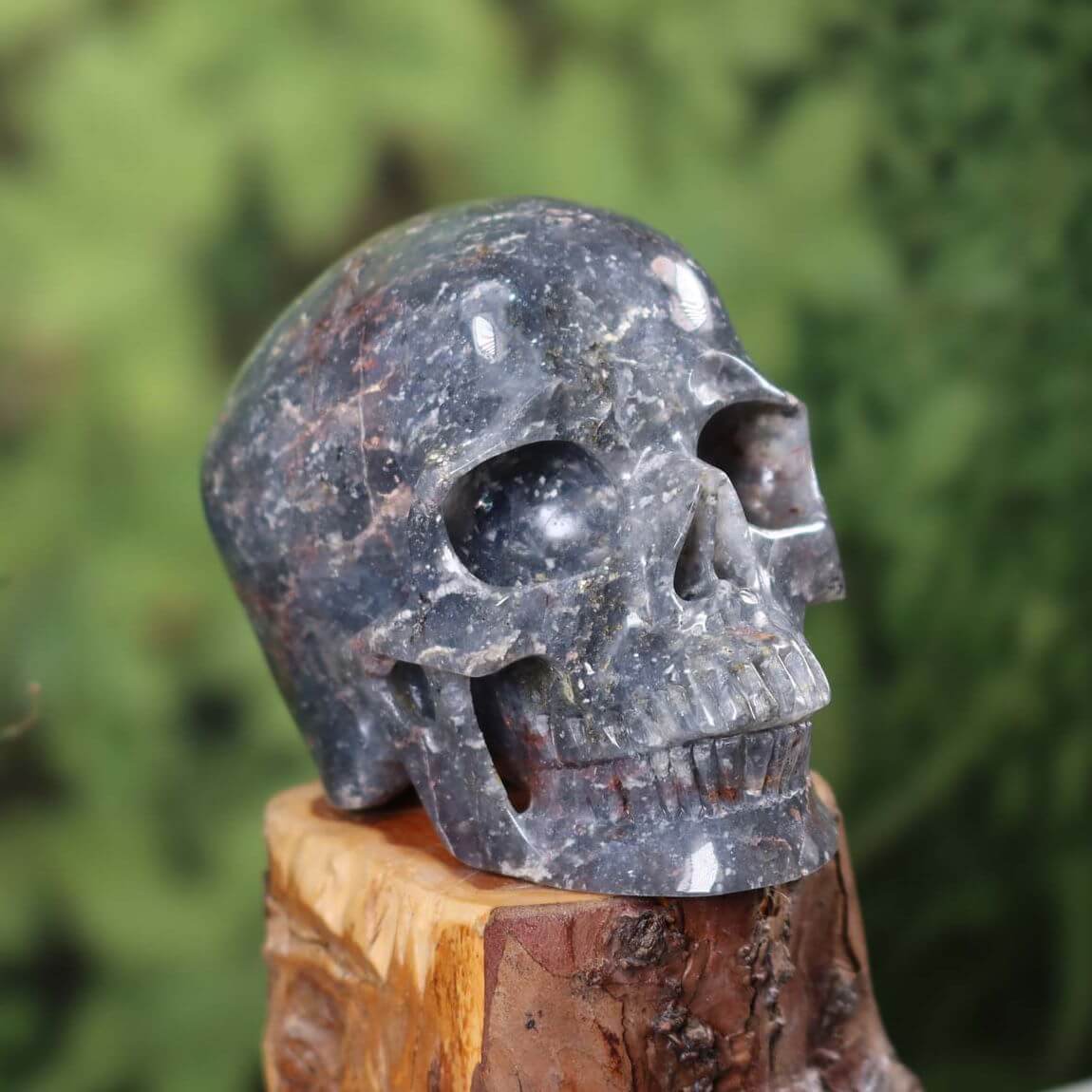 Handcrafted crystal skull made from natural stone, product 31, 12x9 cm, Graz mineral store.