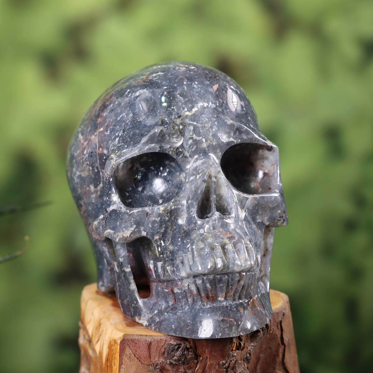Handcrafted crystal skull made from natural stone, product 31, 12x9 cm, Graz mineral store.
