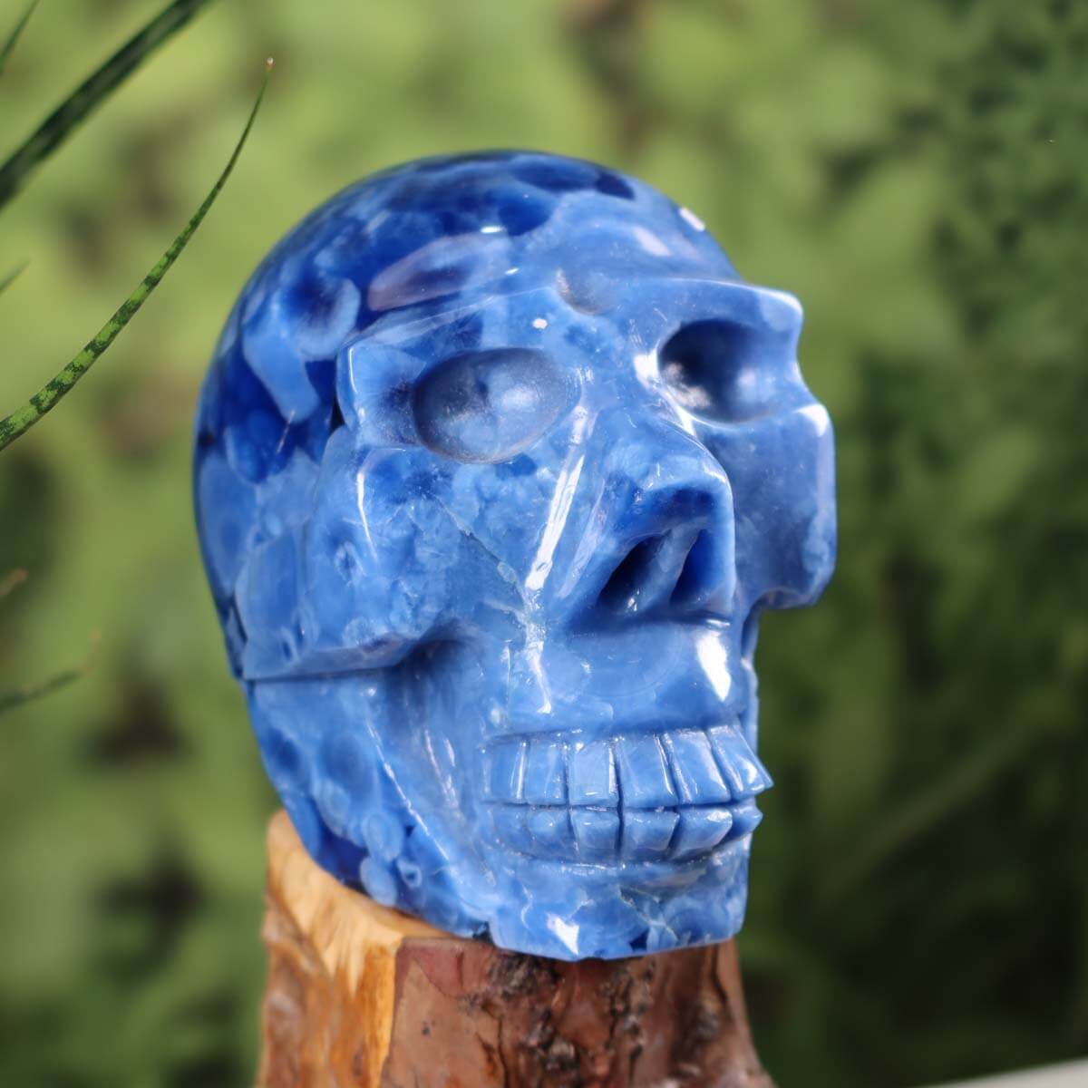 Großer blauer synthetischer Kristallschädel, 13x13 cm, handgefertigt für Steinwelten, online kaufen