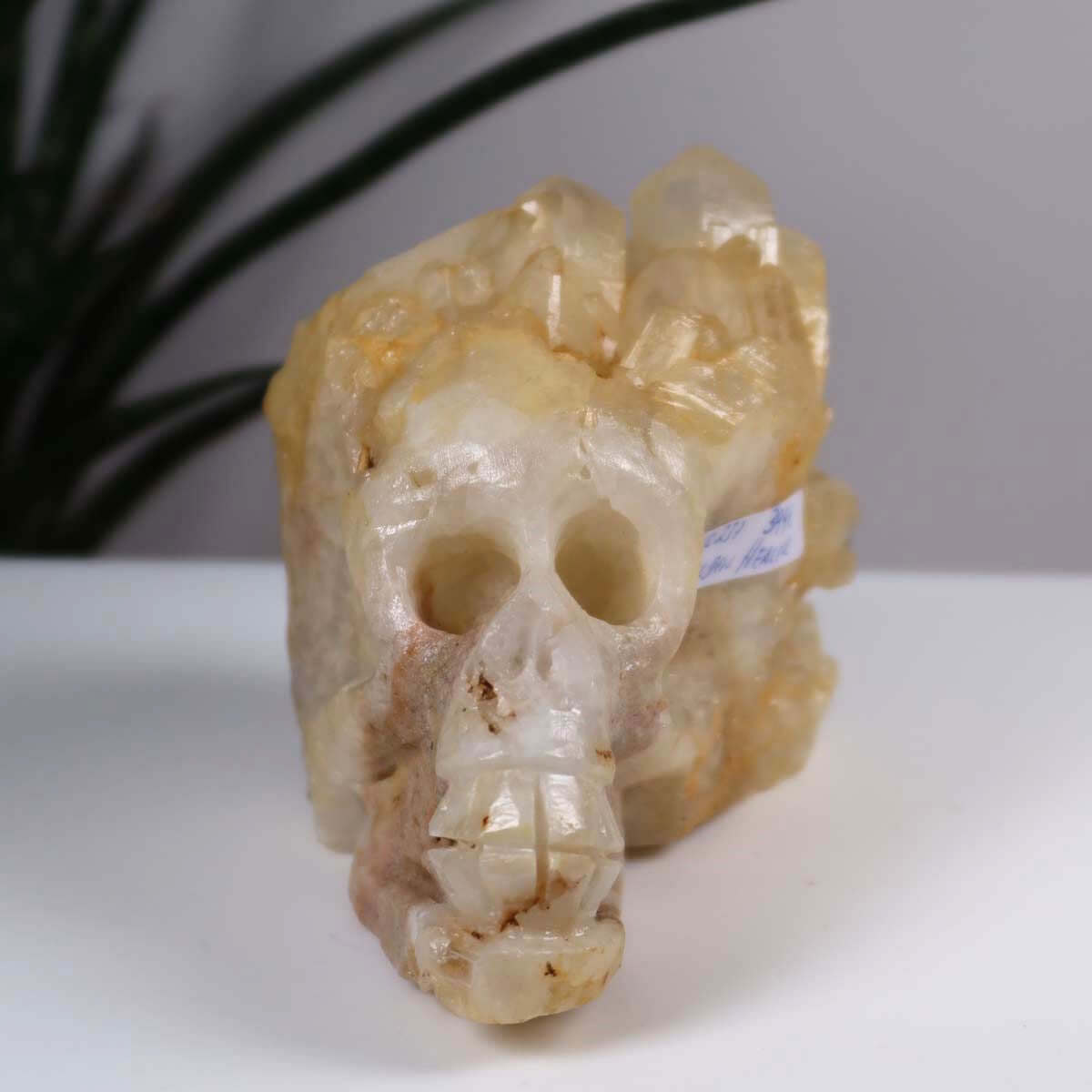Handcrafted Golden Healer Quartz Crystal Skull, unique collectible 12x9 cm, available in Graz and Wiener Neustadt.