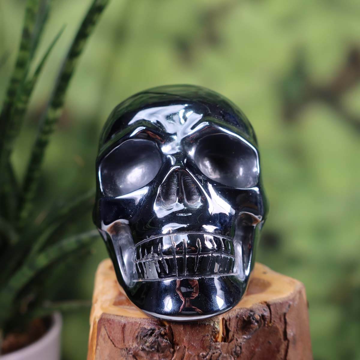 Echter synthetischer Silizium Kristallschädel 9x7 cm Unikat bei Steinwelten Graz, handgefertigter Totenkopf Schmuckstein.