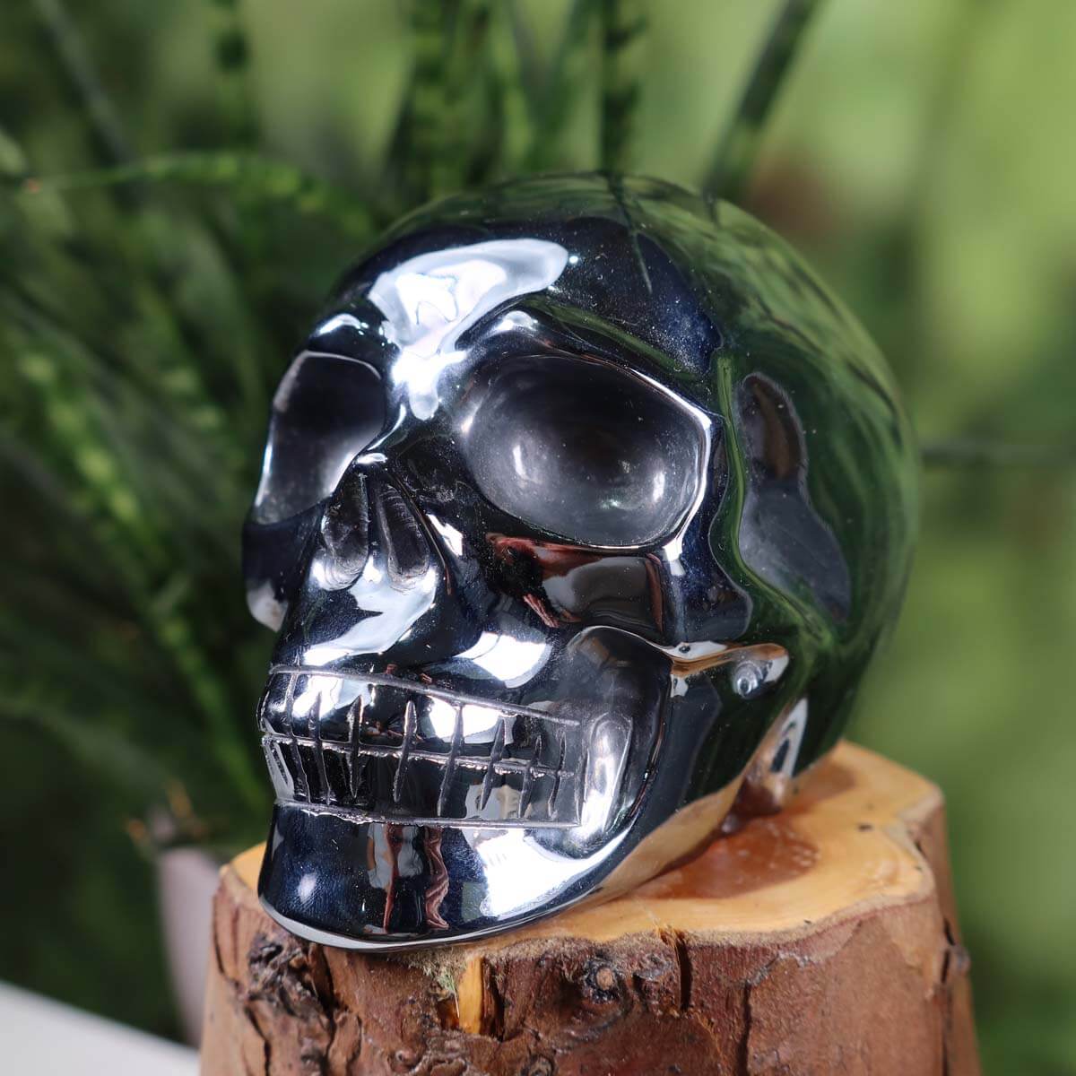 Echter synthetischer Silizium Kristallschädel 9x7 cm Unikat bei Steinwelten Graz, handgefertigter Totenkopf Schmuckstein.