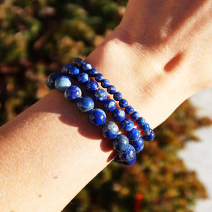 Lapis Lazuli Gemstone Bracelet - 1 Piece - in Variants 4-6-8 or 10mm
