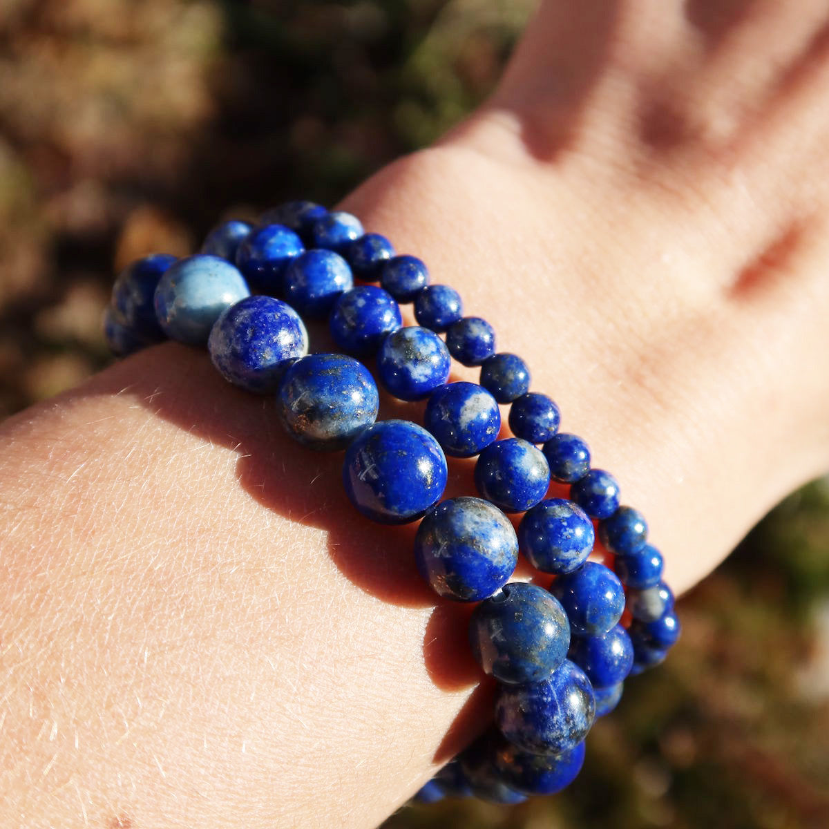 Lapislazuli Edelstein Armband - 1 Stück - in Varianten 4-6-8 oder 10mm