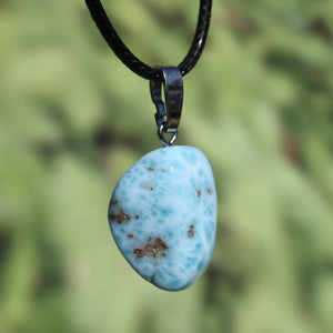 Echter Larimar Anhänger mit Silberschlaufe, Unikat Nr. 4, 23mm, Naturstein aus der Dominikanischen Republik