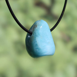 Echter Larimar Anhänger gebohrt 26mm Unikat Nr. 5, stilvolles Stück Natur, seltene Pektolith aus der Dominikanischen Republik