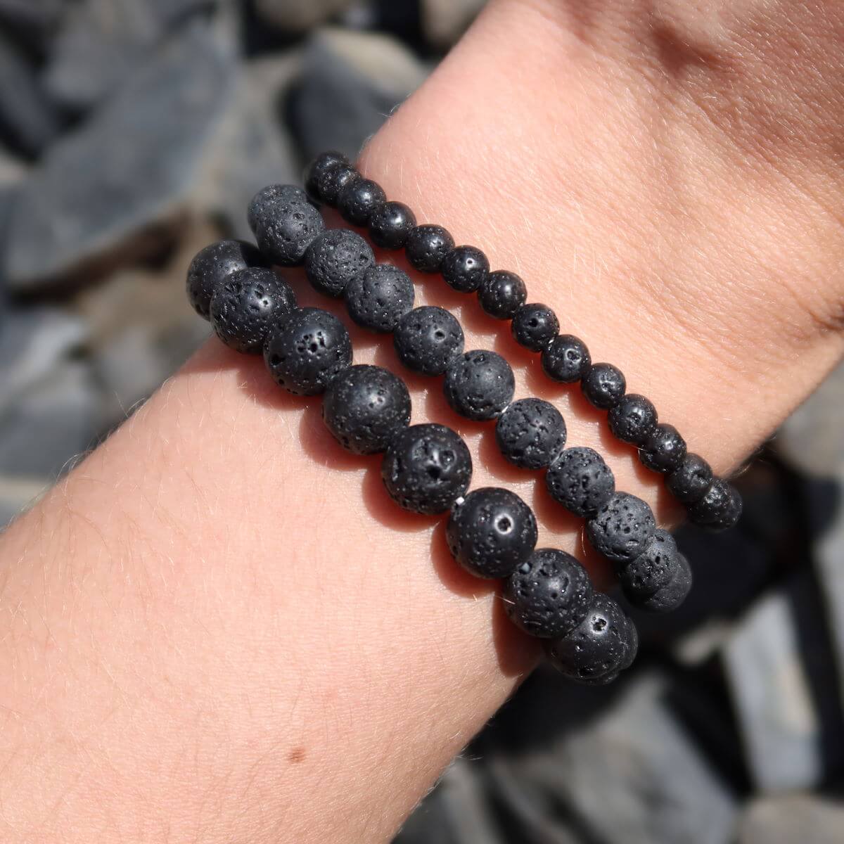 Edelstein Armband aus Lava Steinen