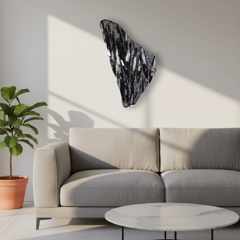 Einzigartige XL Fossile Orthoceras Platte (Tintenfische) - 80x41cm - 280-320 Millionen Jahre - Nr. 26 in modernem Wohnraum