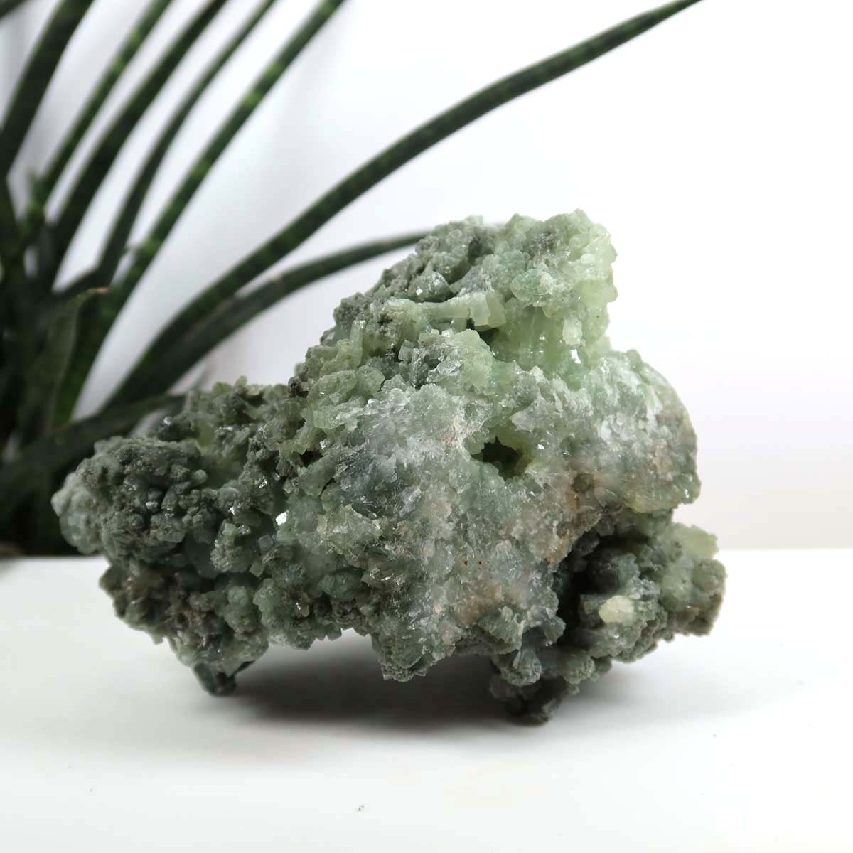 Prehnit 1A Kristall Stufe – aus Marokko 11x8cm - Exklusive Stücke für Sammler und Liebhaber Unikat Nr.43, grüner Prehnit-Kristall