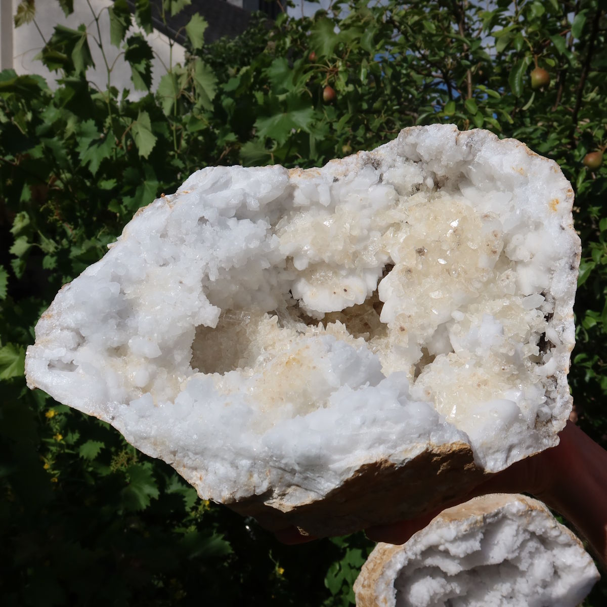 Quarz Geode geöffnet -XXL– Glücksgeode – Stabilität und Klarheit – 30x25x20cm - Unikat Nr. 17 with natural quartz crystals.