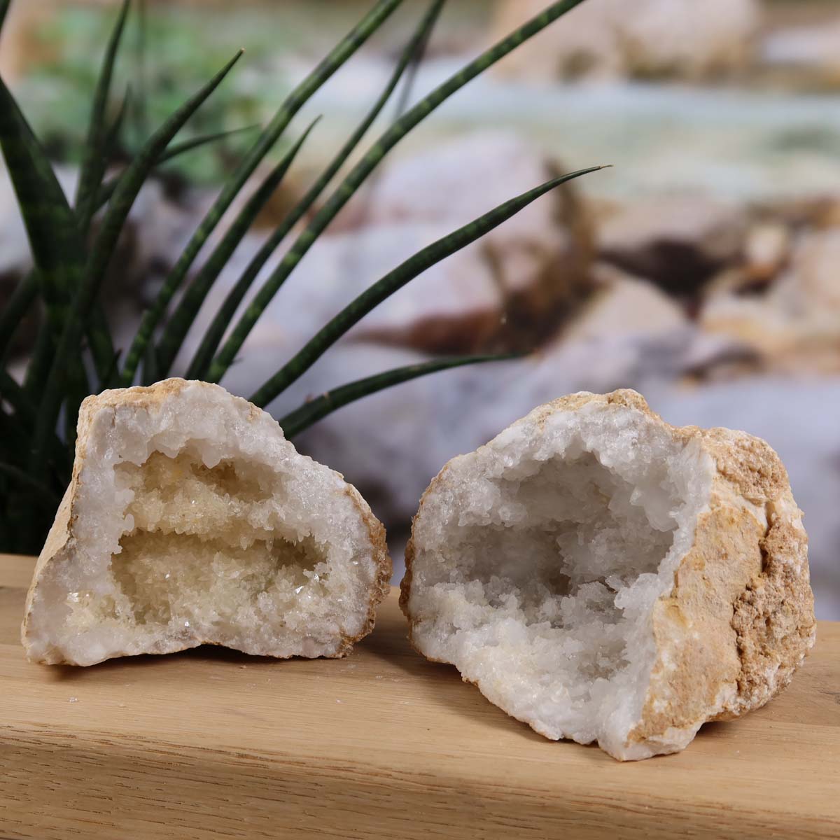 Quarz Geode geöffnet – Glücksgeode – Stabilität und Klarheit – 13x9x7cm - Unikat Nr. 37 mit Quarz Kristallen, Naturprodukt