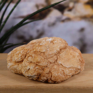 Offene Quarz Geode auf Holz mit natürlicher Textur – Glücksgeode – Stabilität und Klarheit – 13x10x6cm - Unikat Nr. 43