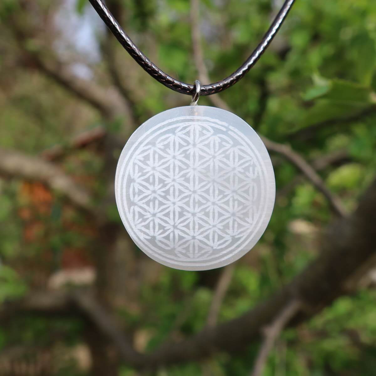 Selenit Blume des Lebens Anhänger 