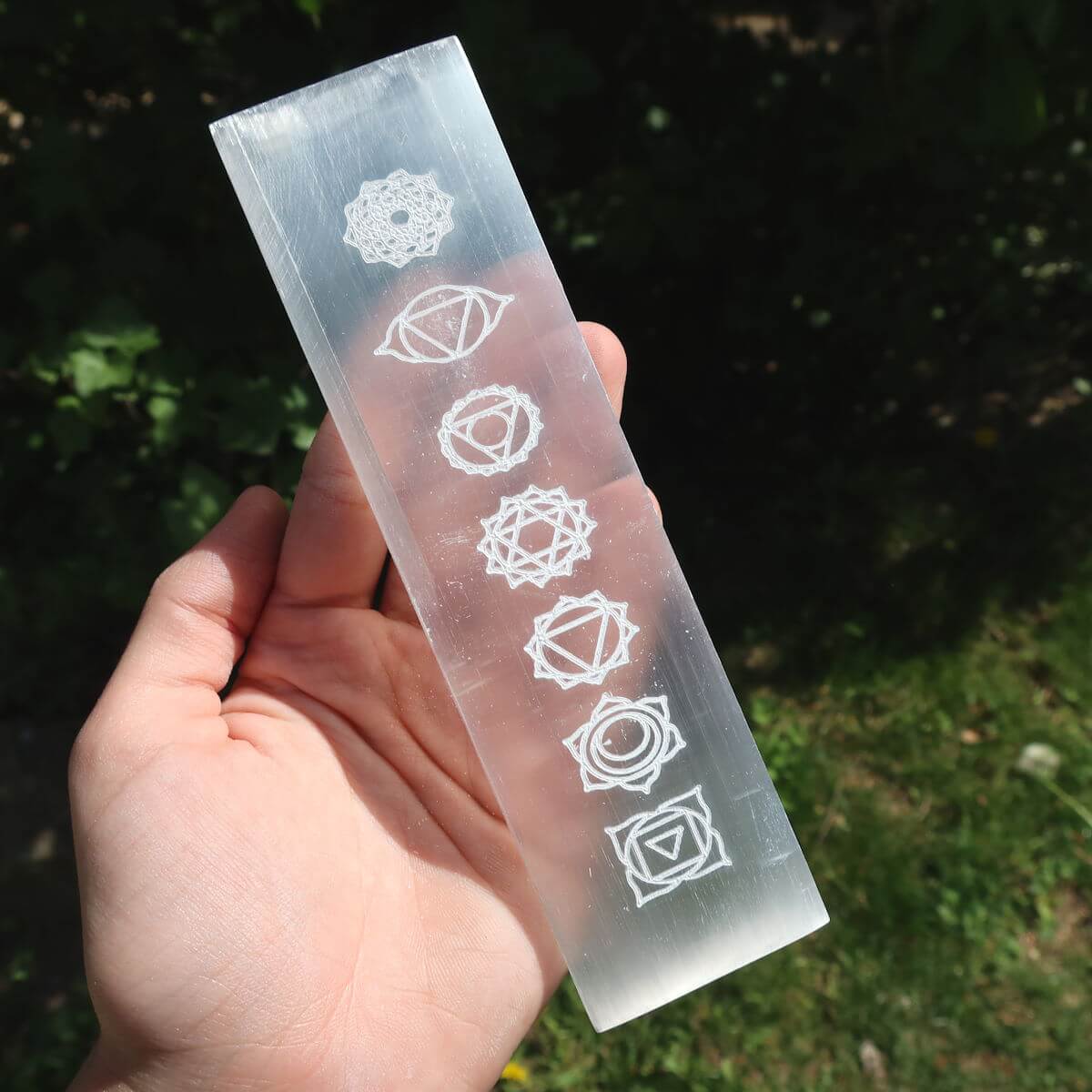 Selenit Ladeplatte Chakren