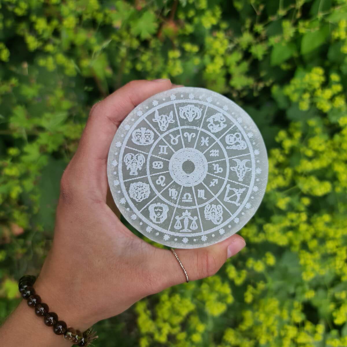 Selenit Scheibe zum Reinigen der Steine