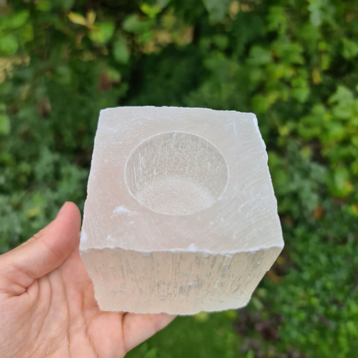 Selenit Teelichthalter von Steinwelten 