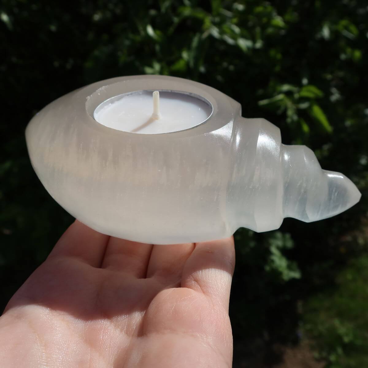 Selenit Teelicht geschliffen 