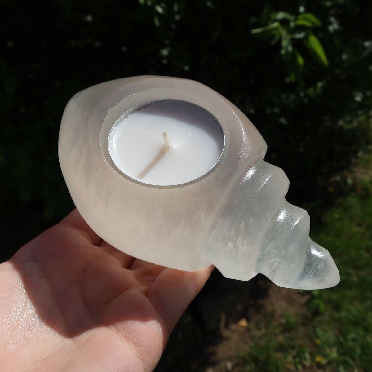 Selenit Teelicht geschliffen 