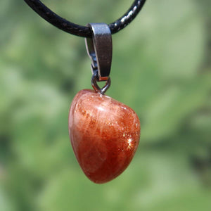 Natürlicher polierter Sonnenstein Anhänger mit Silberschlaufe, 18mm Unikat, fördert positives Denken und reduziert Ängste