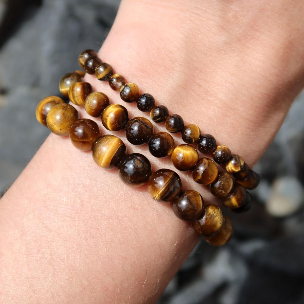 Tigerauge-Stein-Armband Mit Magnetverschluss – Unisex, 21 Cm, Inkl. Aufbewahrungstasche