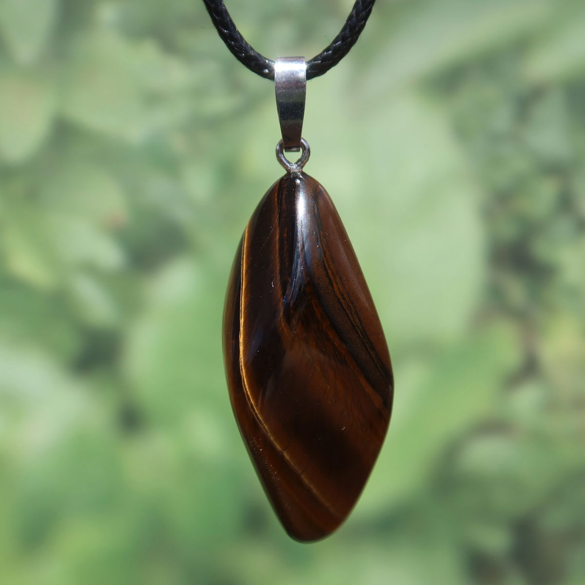 Tigerauge Anhänger 45mm - Selbstbewusstsein und Konzentration - UNIKAT Nr. 6 mit Silberöse - einzigartig und strahlend