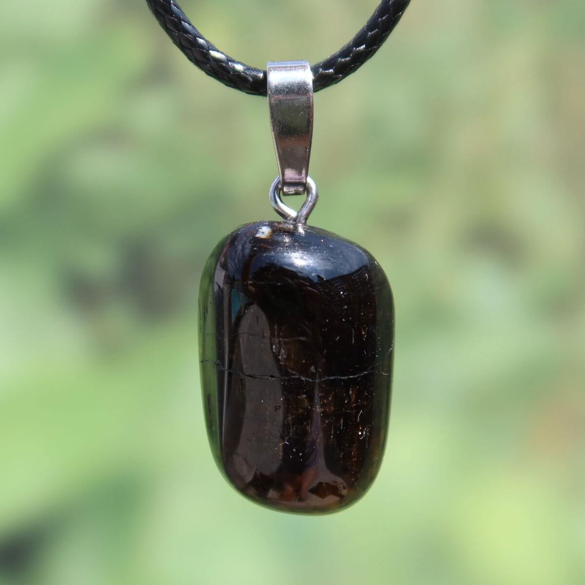 Turmalin Dravit Anhänger mit Silberschlaufe, brauner Stein, Schmuck für Selbstsicherheit und Entspannung, Unikat Nr. 7
