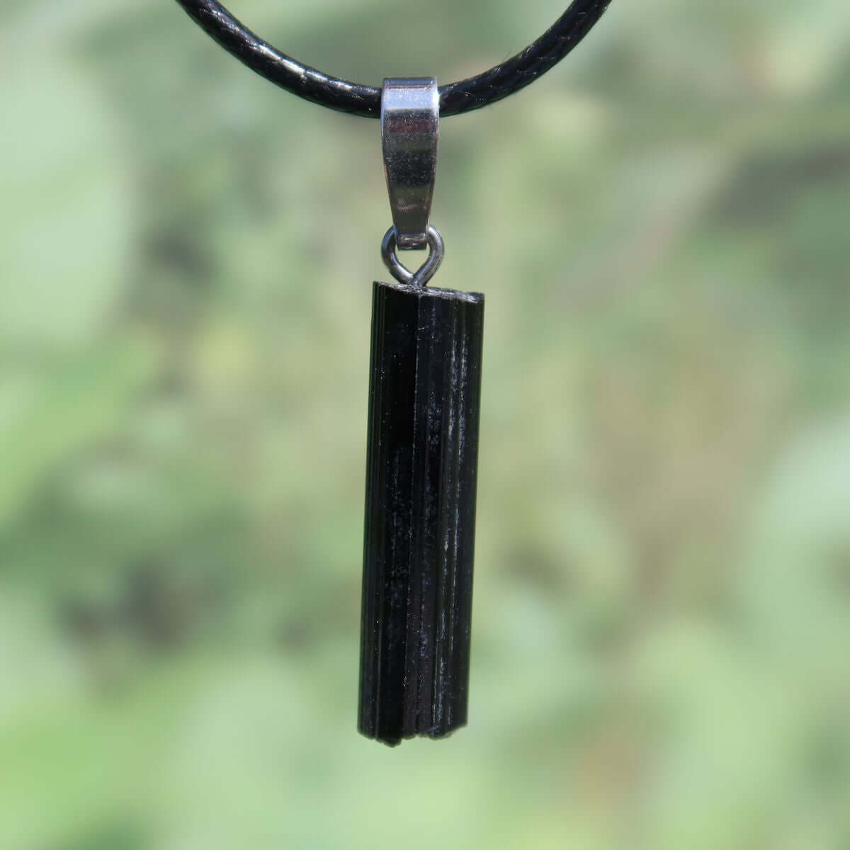 Turmalin Schörl - Turmalin schwarz Anhänger 30mm - Schutz und Abgrenzung - UNIKAT Nr. 14, schwarzer Turmalin mit Silberöse