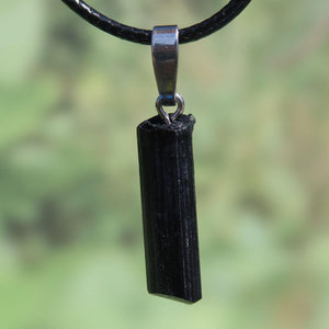 Black Tourmaline Pendant Unikat No. 4 with Silver Bail, 25mm - Protection and Clarity Jewelry