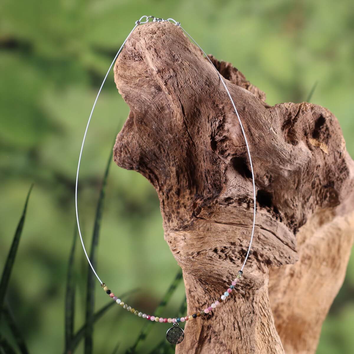 Turmalin Kette mit Blume des Lebens Symbol, 40cm, Harmonie & Balance, Steinwelten, Ketten Steine kaufen online