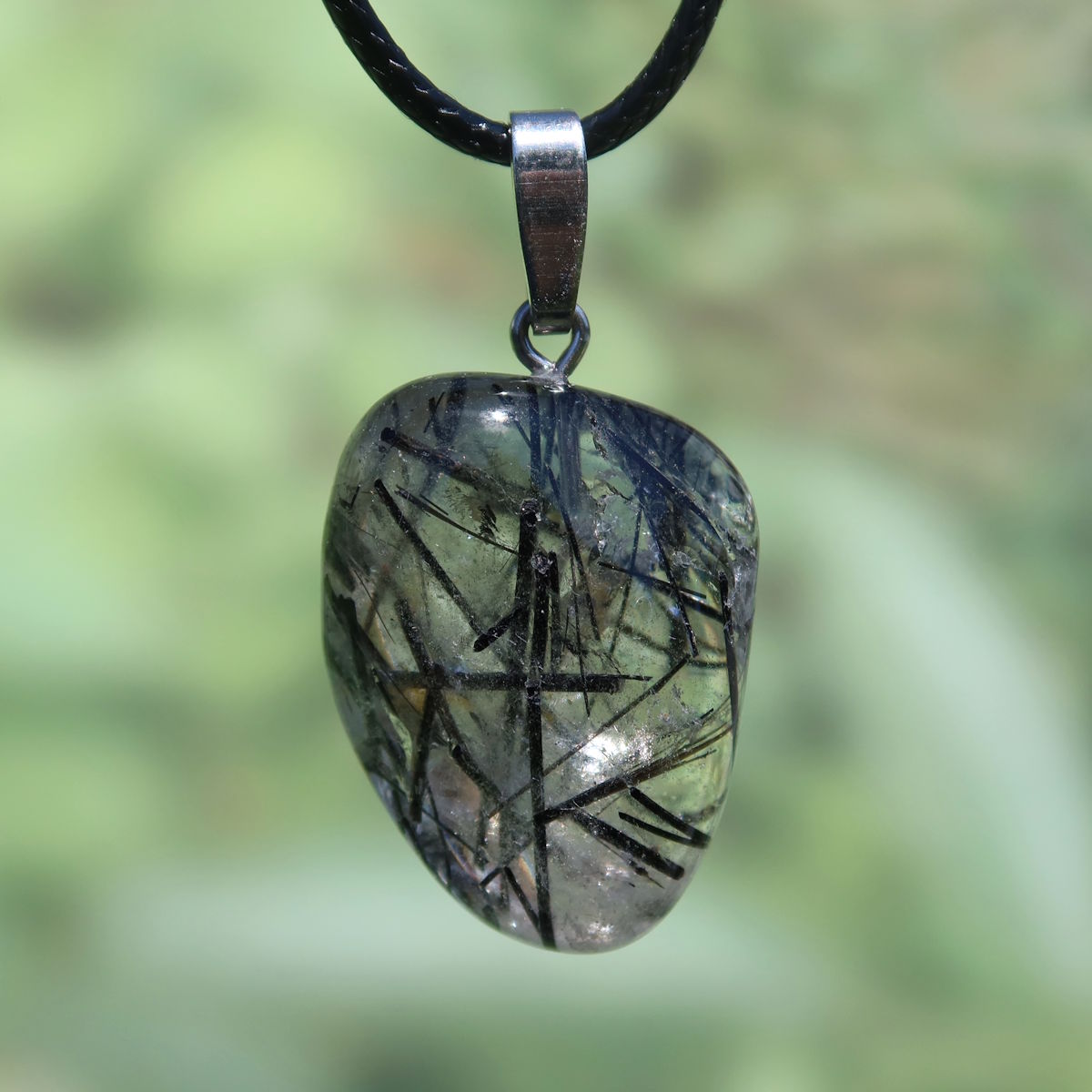 Turmalinquarz Anhänger Unikat Nr. 1, 1A Qualität, kraftvoller Mix aus Bergkristall und schwarzem Turmalin, Schutz und Gelassenheit