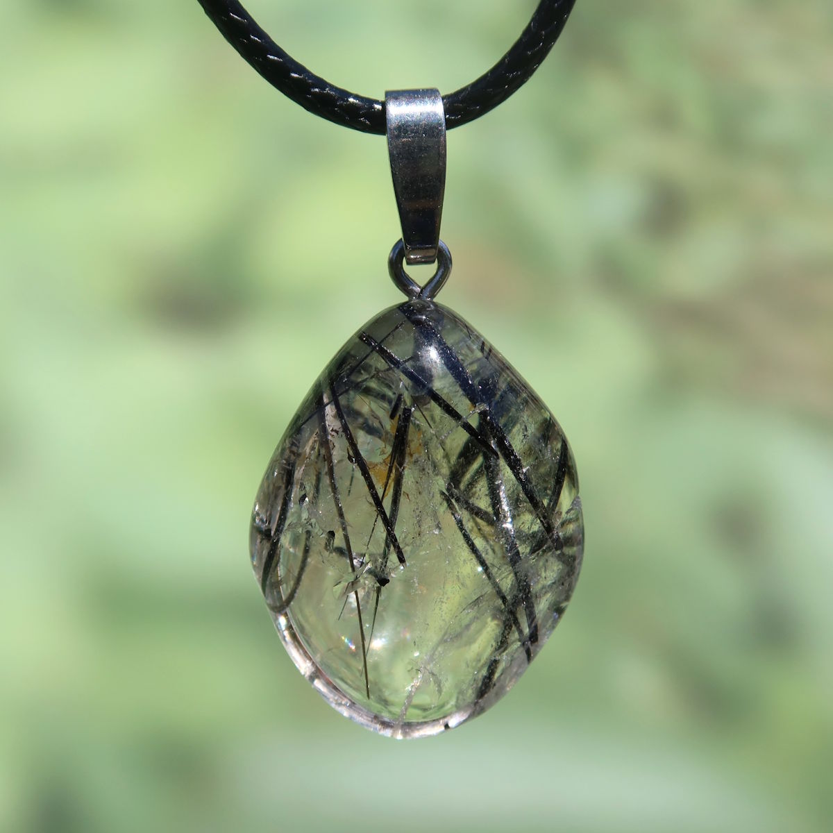 Turmalinquarz Anhänger UNIKAT Nr. 2 in 1A Qualität, natürlicher Schutz und Gelassenheit, Bergkristall und schwarzer Turmalin Mix