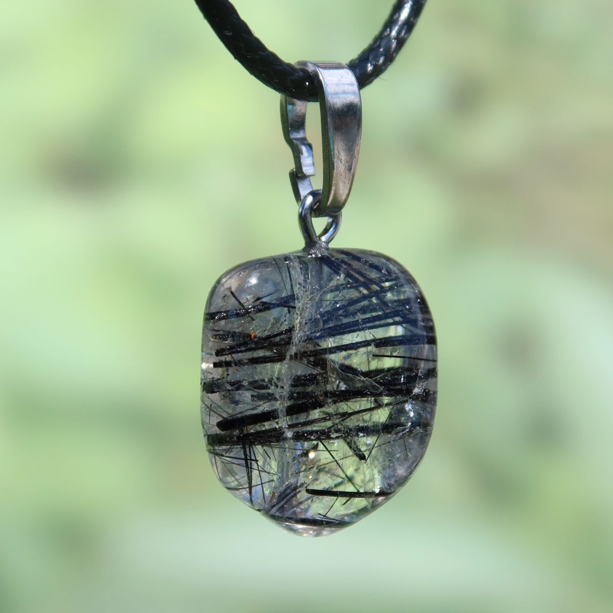 Turmalinquarz Anhänger mit Bergkristall und schwarzem Turmalin, Schutz und Gelassenheit, Unikat Nr. 7, 1A Qualität