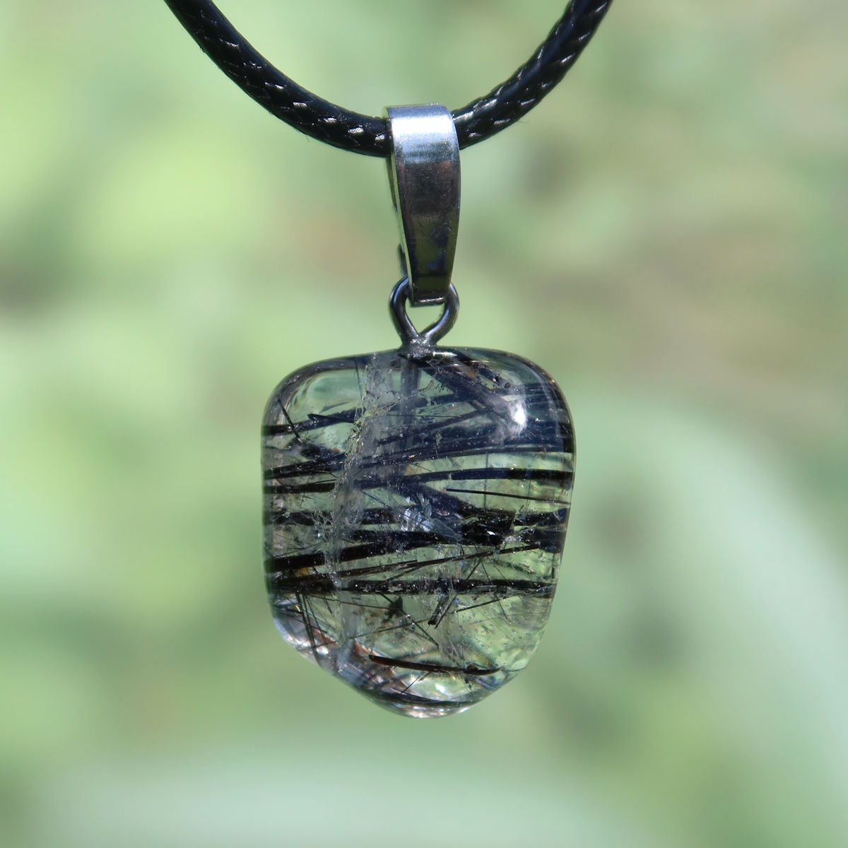 Turmalinquarz Anhänger mit Bergkristall und schwarzem Turmalin, Schutz und Gelassenheit, Unikat Nr. 7, 1A Qualität