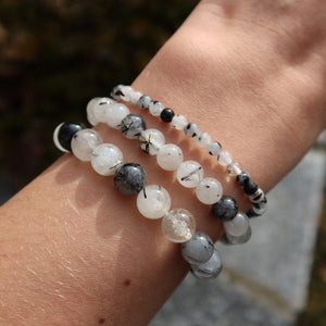 Bracciale in pietra preziosa di quarzo tormalina - 1 pezzo - disponibile in varianti da 4-6-8 o 10 mm