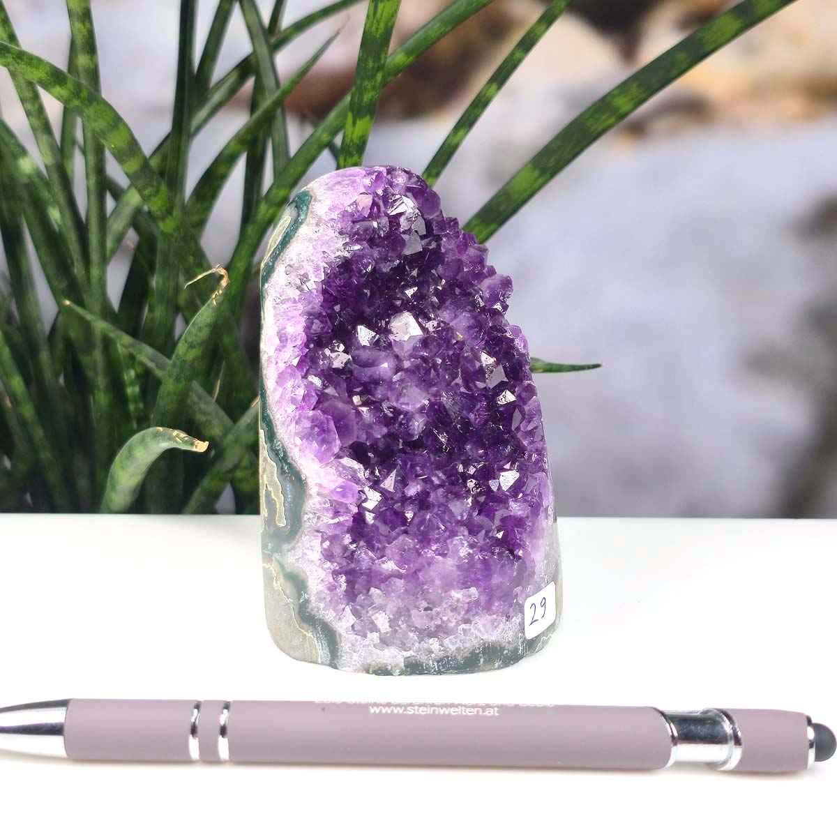 Uruguay Amethyst Mini Geode - 10x6x7cm - Harmonie und Entspannung – extra dunkler Qualität - NR 29, hochwertiger dunkler Kristall.