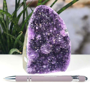 Uruguay Amethyst Mini Geode - 12x9x7cm - Harmonie und Entspannung – extra dunkler Qualität - NR 55, dark purple crystals, high-quality geode