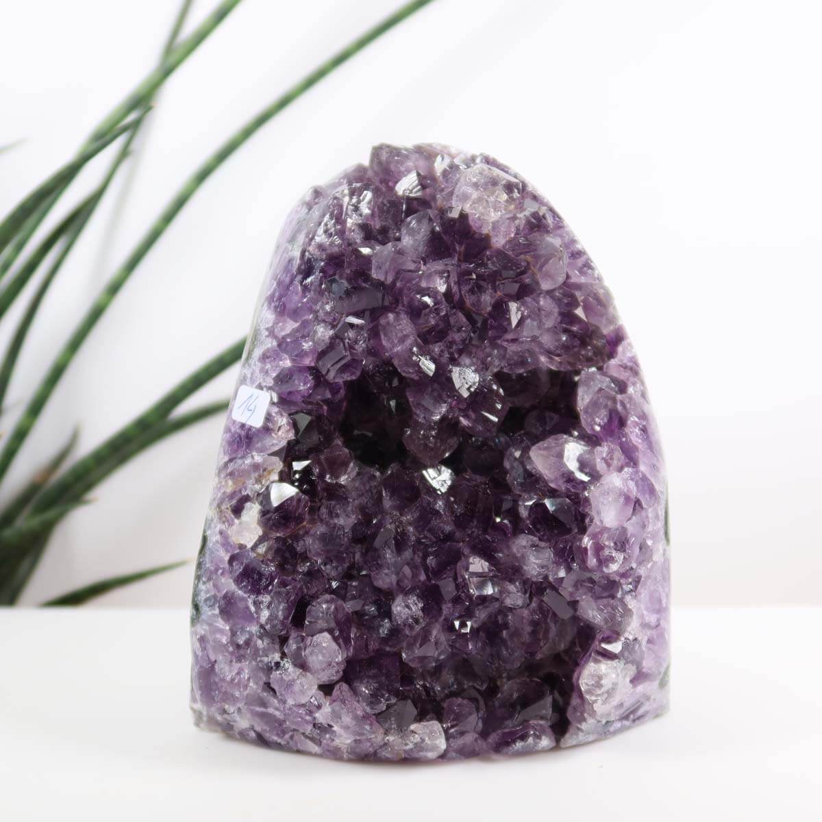 Uruguay Amethyst Mini Geode 11x15cm, extra dark quality, enhances harmony and relaxation, vibrant deep purple crystals.