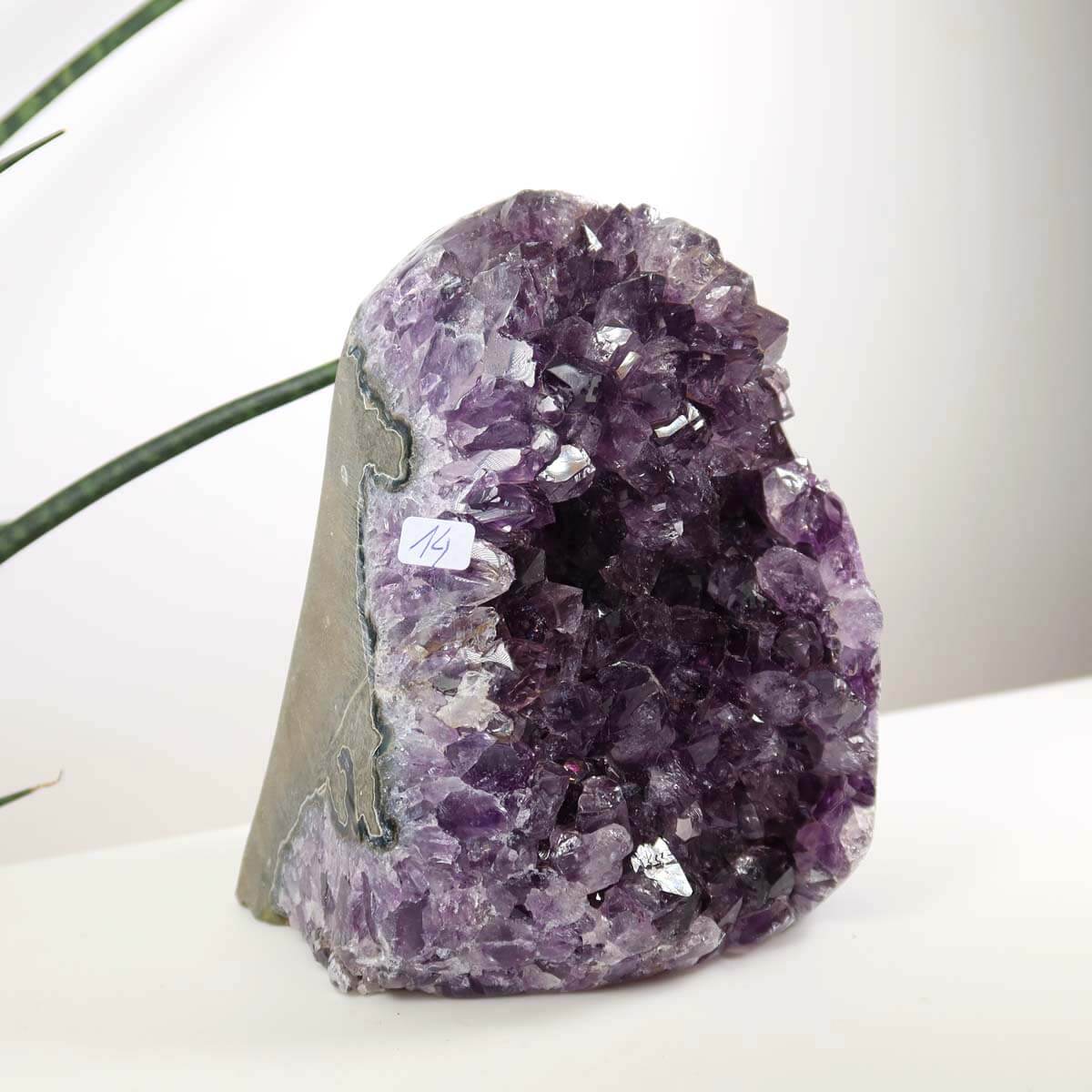 Uruguay Amethyst Mini Geode 11x15cm, extra dark quality, enhances harmony and relaxation, vibrant deep purple crystals.